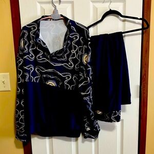 Navy blue and gold two piece set